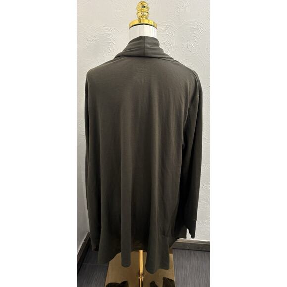 Cuddl Duds Comfortwear Women’s Dark Olive Green Cardigan Size 1X Fleece Pockets - Picture 4 of 5